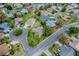 An aerial shot displays a community with neatly arranged homes surrounded by green lawns and a well-planned road network at 725 Beldon Ct, The Villages, FL 32162