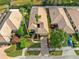 Aerial view of a single Gathering home with well maintained yard, landscaping and tile roof at 9027 Saint Andrews Way, Mount Dora, FL 32757