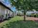 A lush green lawn and beautiful landscaping create a serene backyard oasis, perfect for relaxation and outdoor activities at 1408 Deuce Cir, Davenport, FL 33896