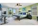 This bedroom features a ceiling fan, a TV, a desk, and windows offering a relaxing retreat at 161 Williamson Dr, Davenport, FL 33897