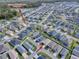 An aerial scene of a community with walking paths, homes, and green spaces at 1914 Hux Ct, The Villages, FL 34762