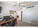 Office featuring desk, chair, Fighting Irish Dr sign, and a closet for extra storage at 1940 Dempsey Ln, The Villages, FL 32163