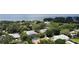 An aerial view of homes with mature trees; a lake can be seen in the distance at 3030 Brighton Rd, Eustis, FL 32726