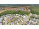 Aerial view of a residential area featuring homes with colorful roofs and mature trees at 598 Marcello Blvd, Kissimmee, FL 34746