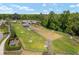 The aerial view captures the dog park, showing benches, walking areas, and trees providing shade at 6342 Whittle Ct, The Villages, FL 32163
