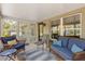Comfortable sunroom with wicker seating, bright cushions, and access to the backyard at 814 Olive Ave, Fruitland Park, FL 34731