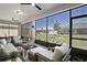 Screened-in patio with comfortable seating, offering a relaxing outdoor living space and views of the backyard at 8433 Sw 98Th Terrace Rd, Ocala, FL 34481