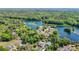 An aerial view displays a serene community nestled among lush greenery and close to waterways at 12110 Palmetto Ct, Dunnellon, FL 34432