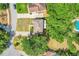 An aerial view of a well maintained property surrounded by mature trees and lush landscaping at 12346 Lake Valley Dr, Clermont, FL 34711