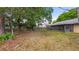 Backyard view featuring mature trees, lawn, and screened-in patio at 15918 Summit Ct, Clermont, FL 34711