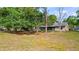 Home's spacious backyard features mature trees and a screened-in patio at 15918 Summit Ct, Clermont, FL 34711