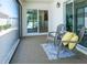 A cozy screened-in patio, perfect for relaxing and enjoying the green backyard at 1954 Ladyfish Ave, The Villages, FL 32162