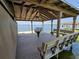 Waterfront dock with swing and built-in bench seating, ideal for enjoying scenic views and outdoor relaxation at 2037 Lakeshore Dr, Mount Dora, FL 32757