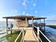 Picturesque dock featuring a covered area for relaxing or fishing on the water at 2037 Lakeshore Dr, Mount Dora, FL 32757