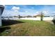 Large backyard with a white fence surrounding the property and a grass lawn at 2256 Gladiolus Ln, Mascotte, FL 34753
