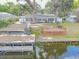 Aerial view showcasing backyard with patio, deck, and canal access at 2529 Cr 448, Lake Panasoffkee, FL 33538