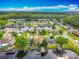 Panoramic aerial shot showcases a neighborhood with serene waterfront homes and private boat docks at 26619 Bimini Dr, Tavares, FL 32778