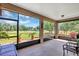 Screened patio offering relaxing golf course views with comfortable seating and space for entertaining at 4247 James River Cir, Leesburg, FL 34748