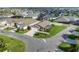 Aerial view of a neighborhood showcasing well-maintained homes, green lawns, and a network of streets at 463 Kayla Ct, The Villages, FL 32163