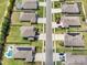 Aerial view of new home community with well-maintained landscaping and long driveways at 485 Halter Dr, Apopka, FL 32712