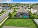 An aerial shot reveals a large, well-maintained backyard with a screened pool and a serene neighborhood setting at 1051 Nathan Ridge Rd, Clermont, FL 34715