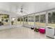 The cozy sunroom is enclosed with large windows for natural light and backyard views at 10689 Se 174Th Loop, Summerfield, FL 34491