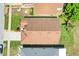 Aerial view of a home with brown roof and green backyard; neighbors nearby at 1159 Greenley Ave, Groveland, FL 34736