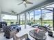 Spacious screened lanai with ceiling fans and outdoor furniture overlooking the lush backyard at 1688 Littleleaf Boxwood Loop, Mascotte, FL 34753