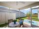 Charming screened-in patio offers a relaxing outdoor space with backyard views at 3222 Miller Stachler St, The Villages, FL 32163