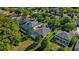 Aerial view of a serene neighborhood featuring lush greenery, well-maintained homes, and mature trees at 5138 Rishley Run Way, Mount Dora, FL 32757