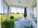 Outdoor patio area with screened in porch and dining table with golf course views at 11702 Se 173Rd Lane Rd, Summerfield, FL 34491