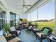 Relaxing screened-in patio with ample seating and lovely golf course views at 11702 Se 173Rd Lane Rd, Summerfield, FL 34491