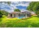 Backyard view showcasing a screened-in pool, offering a private and relaxing oasis at 11811 Ridge View Cir, Clermont, FL 34711