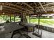 A pavilion features an outdoor grilling area with wooden beams and a brick fireplace at 12196 Ne 4Th Pl, Oxford, FL 34484