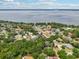 Scenic aerial view of the neighborhood, showcasing the lake and lush green surroundings at 1254 Magnolia Farms Ct, Eustis, FL 32726
