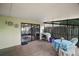 Relaxing screened patio features tile flooring, outdoor seating, and sliding glass doors to the house at 1512 S Pointe Dr, Leesburg, FL 34748