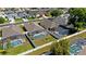 Aerial view of homes featuring screened in pools, highlighting backyards and neighborhood layout at 15501 Markham Dr, Clermont, FL 34714