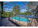 View of pool with surrounding safety fence and screened-in enclosure at 2029 Stefano Ct, Mount Dora, FL 32757
