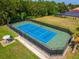 Well-maintained tennis court with blue surface and green surrounding, enclosed with black fencing and manicured landscape at 2029 Stefano Ct, Mount Dora, FL 32757