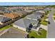 Neighborhood aerial view showing uniform housing development with landscaped yards and orderly streets at 2170 Biller Cir, The Villages, FL 32163