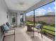 Relaxing screened patio featuring comfortable seating and an open view of the lawn at 2170 Biller Cir, The Villages, FL 32163