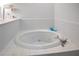 Bathroom boasts a large soaking tub with tile flooring and stylish decor, creating a relaxing and inviting space at 3011 Lake Woodward Dr, Eustis, FL 32726