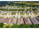 Aerial view of a neighborhood with lush greenery surrounding well-maintained single-Gathering homes at 3654 Limestone St, Clermont, FL 34711