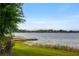 Scenic lake view showcasing the tranquil water and a dock, complemented by lush greenery on the shoreline at 9510 Suggs Rd, Clermont, FL 34711
