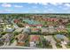 Aerial of home showing community amenities, pond, and neighborhood at 10021 Lake Miona Way, Oxford, FL 34484