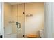 Elegant bathroom with a glass enclosed shower, providing a modern and luxurious bathing experience at 1222 Camero Dr, The Villages, FL 32159