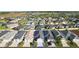 Aerial view of a neighborhood showcasing well-maintained homes, landscaping, and community layout at 1251 Saranac Pl, The Villages, FL 32163