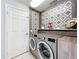 Updated laundry room features modern appliances and stylish tile accents at 13519 Bristlecone Cir, Orlando, FL 32828