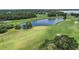 Scenic aerial view of golf course water hazard and surrounding landscape at 1860 Park Forest Blvd, Mount Dora, FL 32757