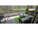 Screened patio with outdoor seating, grill and green turf at 2129 Amor Way, Leesburg, FL 34748